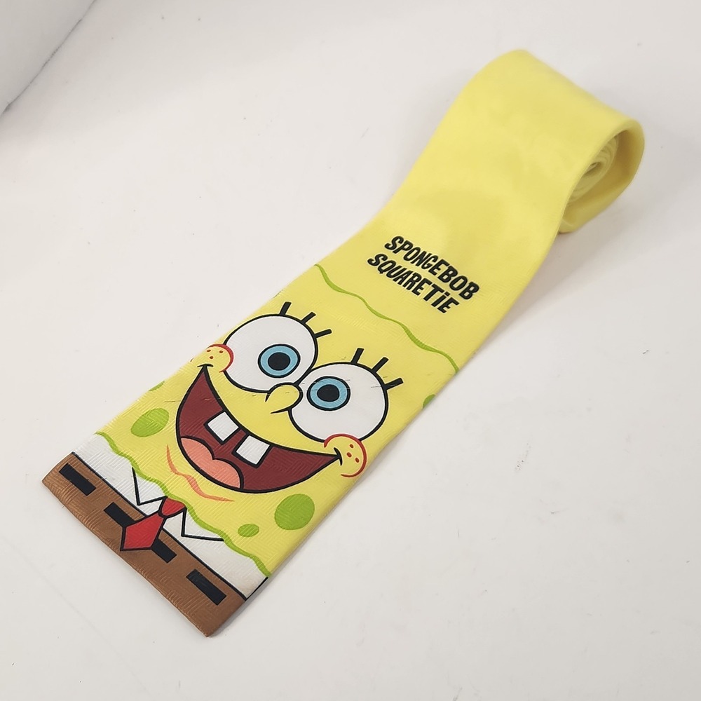 Vintage 2002 SpongeBob SquarePants SquareTie Novelty Necktie Yellow